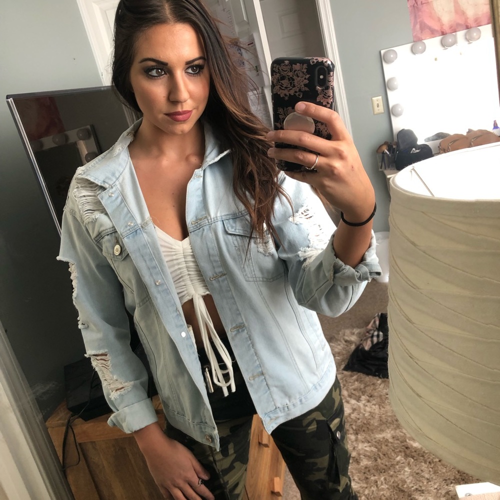 Ripped oversized jean jacket